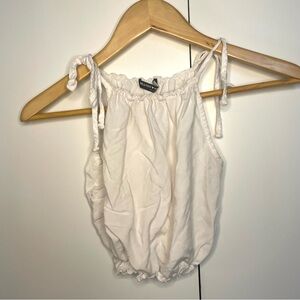 White cropped linen tank
